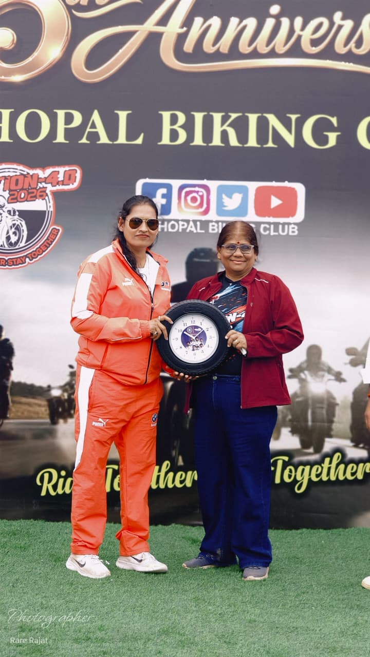 Women riders celebrating together at Bhopal Biking Club